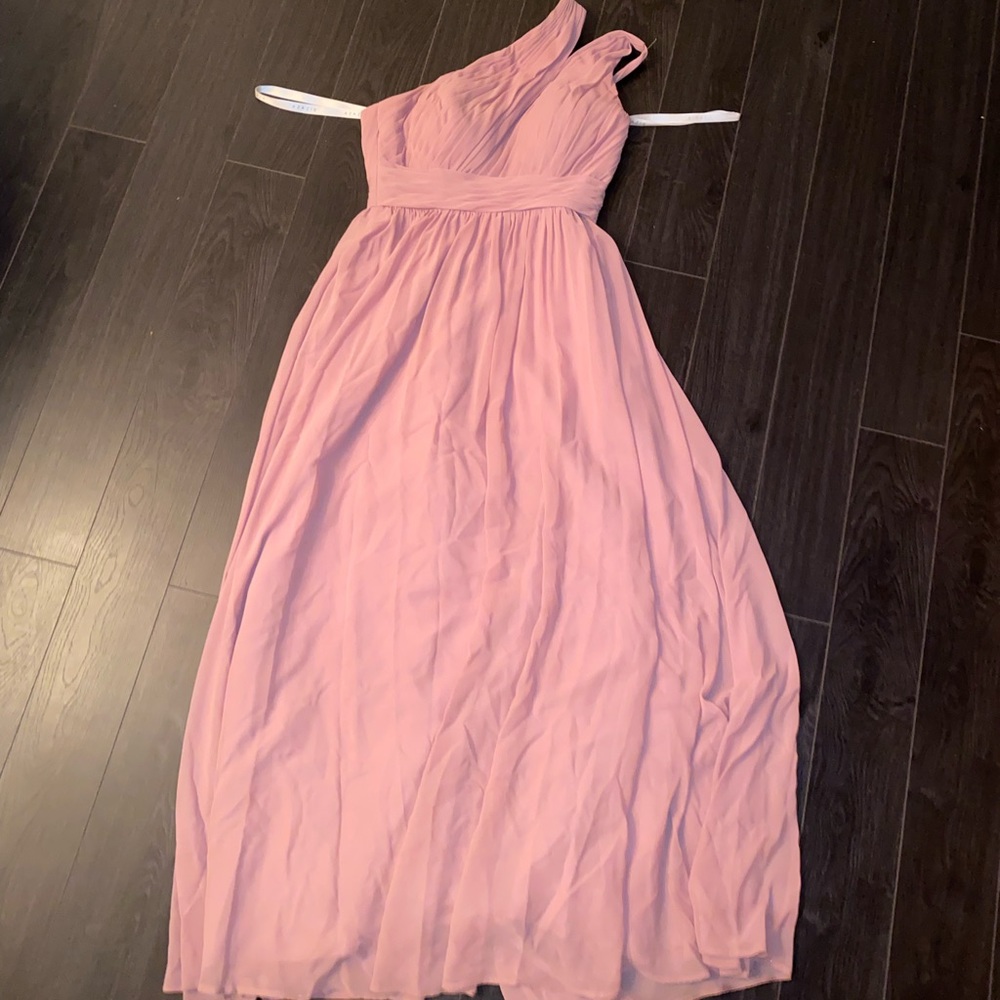 Azazie One-Shoulder Chiffon Dress in Dusty Rose